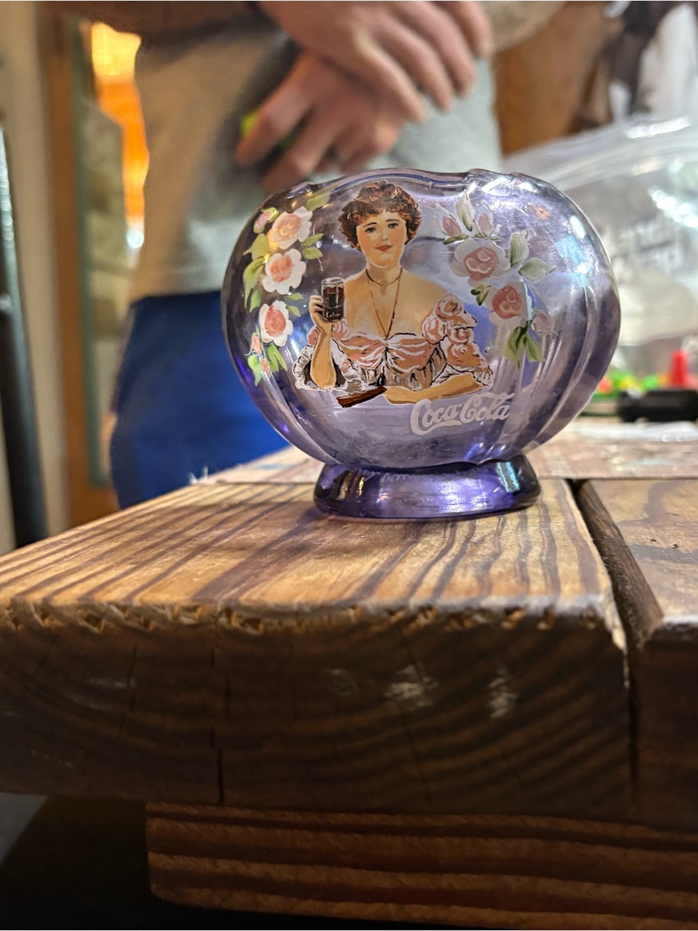 Coca Cola Purple Glass Floral Figural Trinket